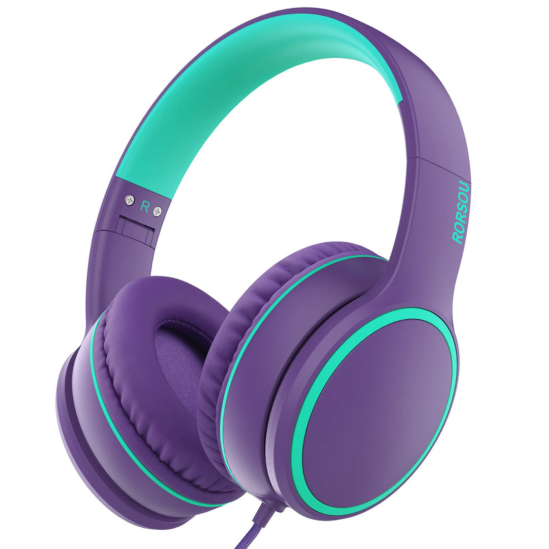 RORSOU R10 Over-Ear-Headphones mit Mikrofon, leichte faltbare Stereo-Bass-Headset mit 1,5 m nicht ve