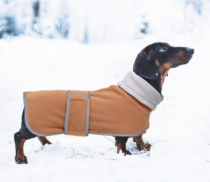 MOREZI Winterhundejacke mit wattiertem Flusenfutter, verstellbarem Klettknopf und hochklappbarem Ste