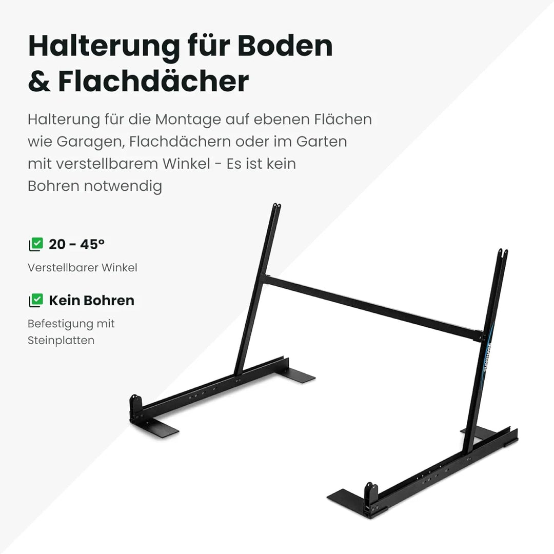 RAY 285W Full Black Solarmodul inkl. Flachdach- &amp; Garten-Halterung – TopCon N-Typ – 25% Wirkungsgrad