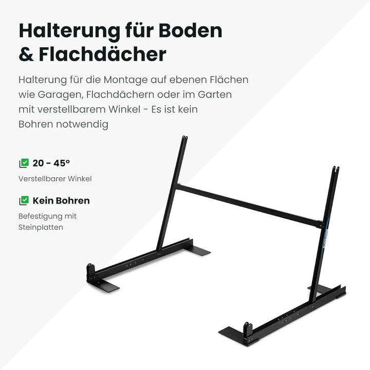 RAY 285W Full Black Solarmodul inkl. Flachdach- &amp; Garten-Halterung – TopCon N-Typ – 25% Wirkungsgrad
