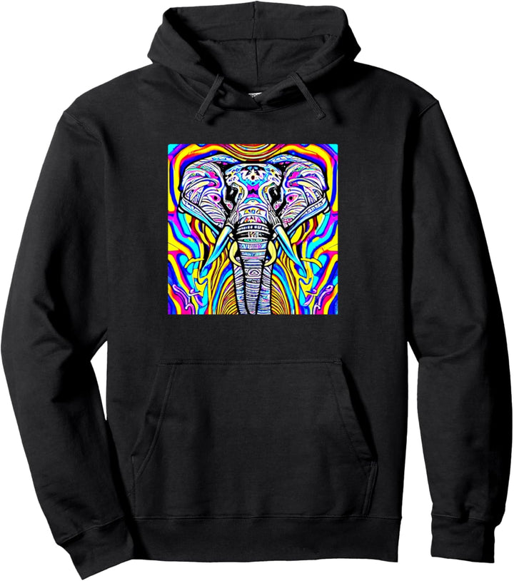 Elefanten-Illustration, bunter künstlerischer Elefant Pullover Hoodie