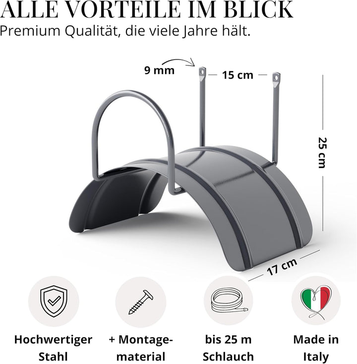 Livlig53 Gartenschlauch Halterung für 1/2 Zoll Schläuche bis 30m aus verzinktem Stahl, Wandhalterung