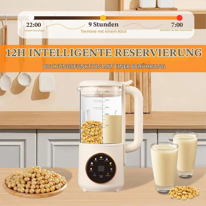 Automatische Pflanzenmilchbereiter,8in1 1400ml Sojamilch Maschine,Sojamilch Hersteller mit 16 Klinge