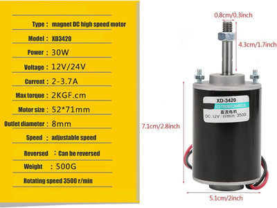 12 / 24V 30W Permanentmagnet-Gleichstrommotor, Hochgeschwindigkeits-CW/CCW-Permanentmagnet-Gleichstr