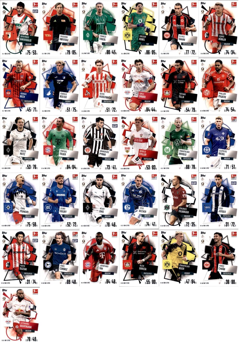 Bundle mit Topps Match Attax Bundesliga - 2025/26 - Alle 31 First Edition Karten + Exklusive Collect