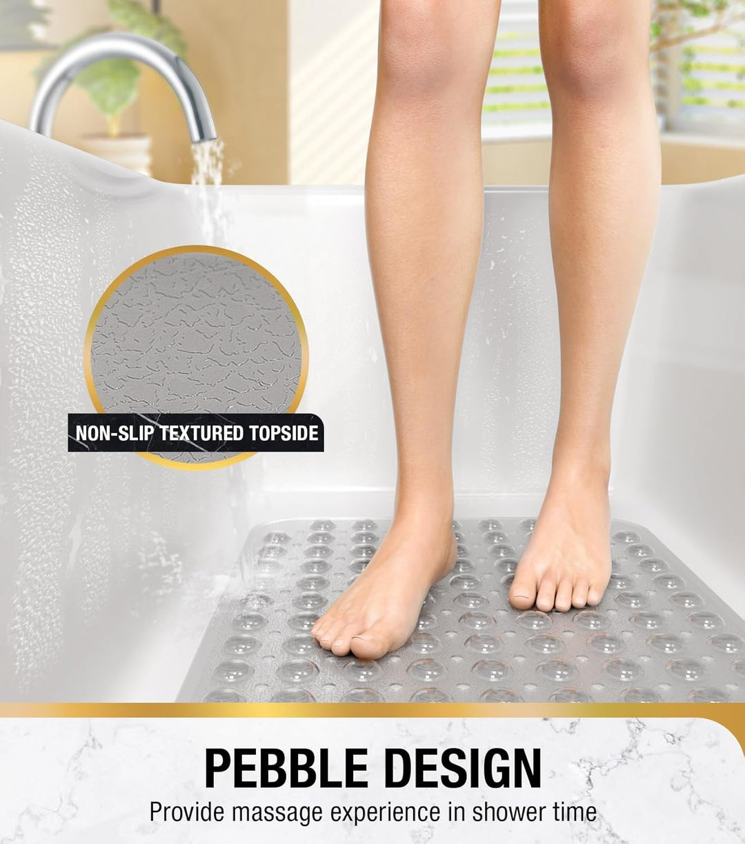 HITSLAM Badewannenmatte rutschfest, 101 x 40cm Extra Lange Antirutschmatte Badewanne, Duschmatte rut