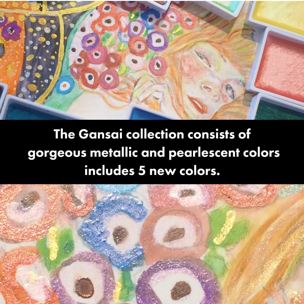 Kuretake Gansai Tambi Aquarell-Set (Metallic 24 Farben Set), MC20/24V/NW2, Metallic 24 Farben Set
