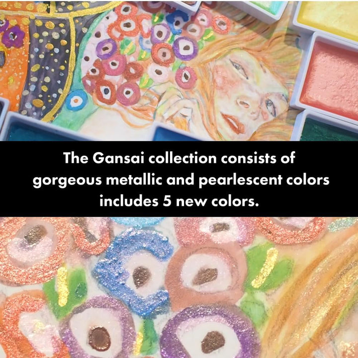 Kuretake Gansai Tambi Aquarell-Set (Metallic 24 Farben Set), MC20/24V/NW2, Metallic 24 Farben Set