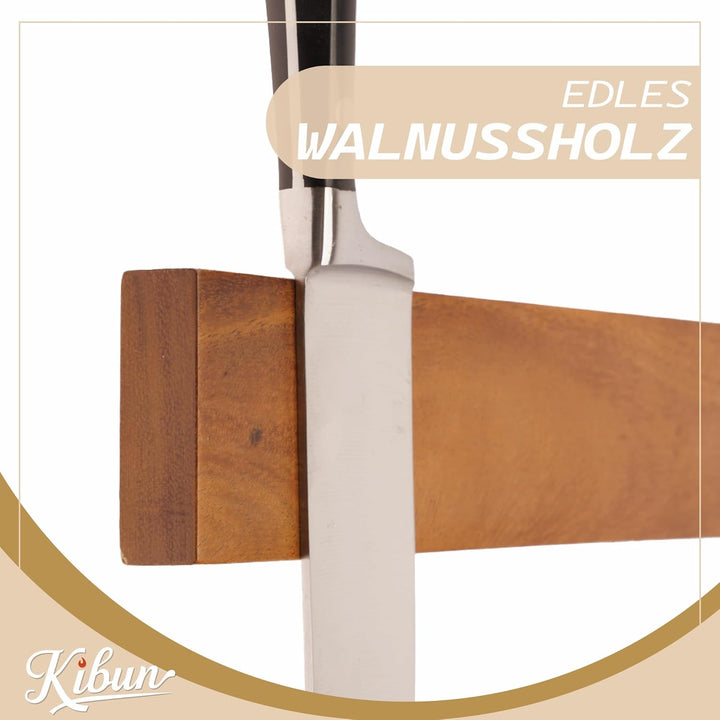 Kibun® Magnetleiste für Messer 40 cm; Extra Starker Magnet Messerhalter, edles Bambus/Walnuss Holz M