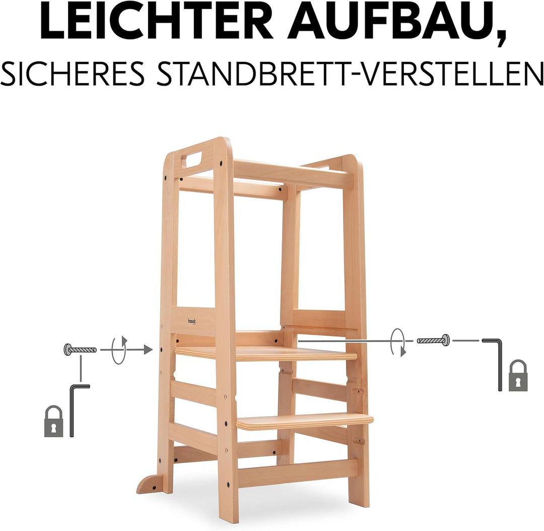 hauck Learn N Explore Natural inkl. Puzzle N Fit – Mitwachsender Kinder Lernturm aus Buchenholz, ab