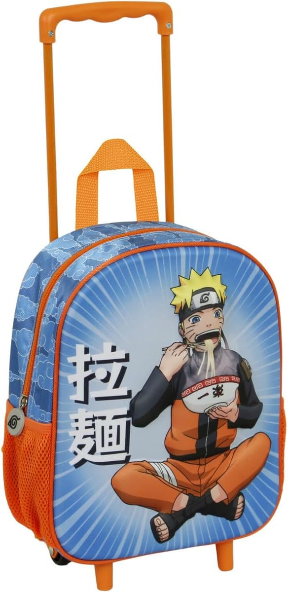 Naruto Ramen-Kleiner 3D Rucksack mit Rädern, Blau