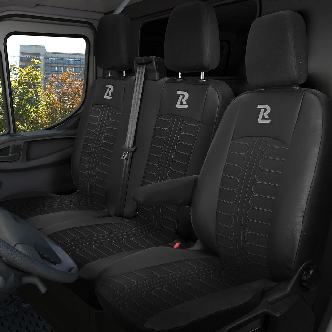 LUCARO Autositzbezüge für Ford Transit 2013+ | Set 1+2 | Blaue Sitzschoner | wasserdichte Vordersitz