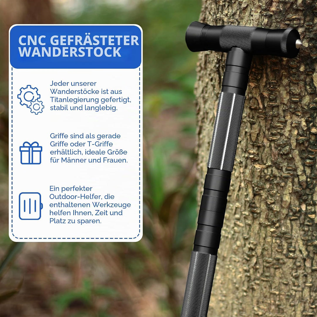aiGear Taktischestöcke/Wanderstöcke | CNC Bearbeitete Aluminium Taktischer Stock | mit 3 Werkzeug |