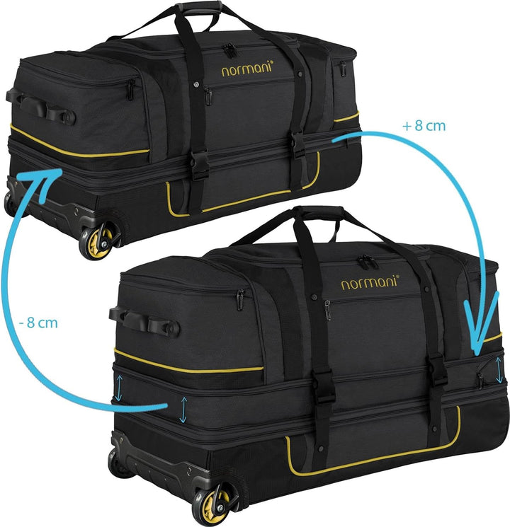 Reisetasche 2-Rad Trolley Weichgepäck Reisetasche mit Rollen und 6 Fächern - erweiterbarer Reisetrol