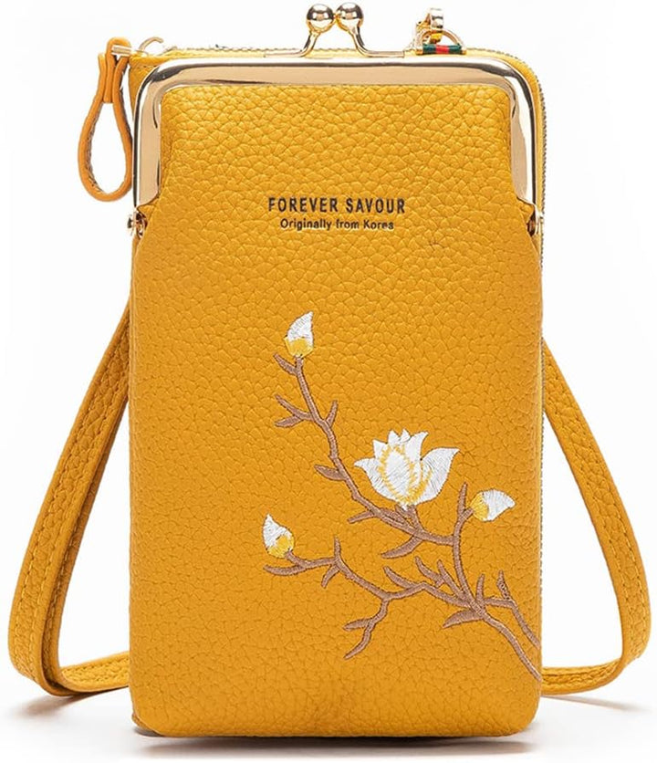 PORRASSO Mode Handy Umhängetasche Damen Handytasche Mini Geldbörse Crossbody Bag mit Kartensteckplat