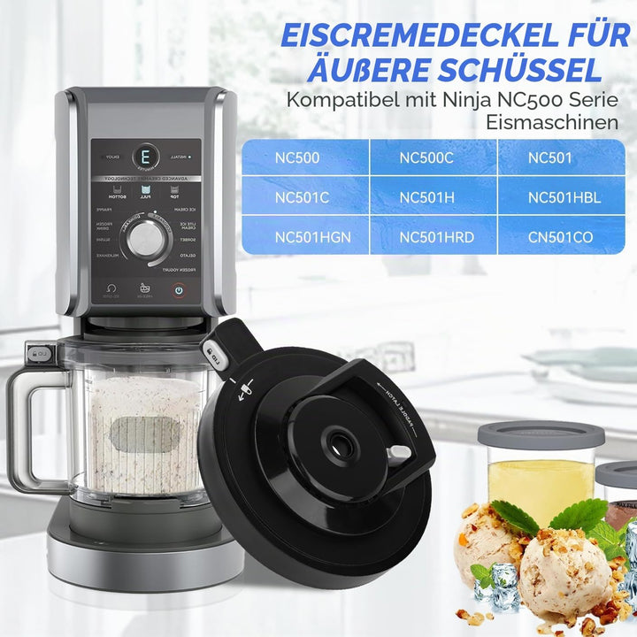 Äusserer Schalendeckel Ersatz für Ninja Creami NC500 Serie Eismaschinen – wiederverwendbarer Creami-
