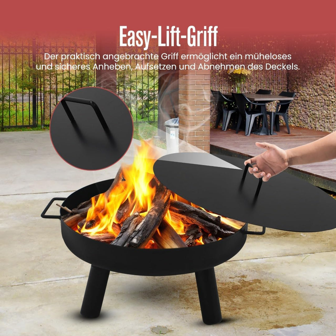 Abdeckung passend für Feuerschale Ø 60 cm, Abdeckung für Feuerstelle für den Garten, Terrasse und Ba