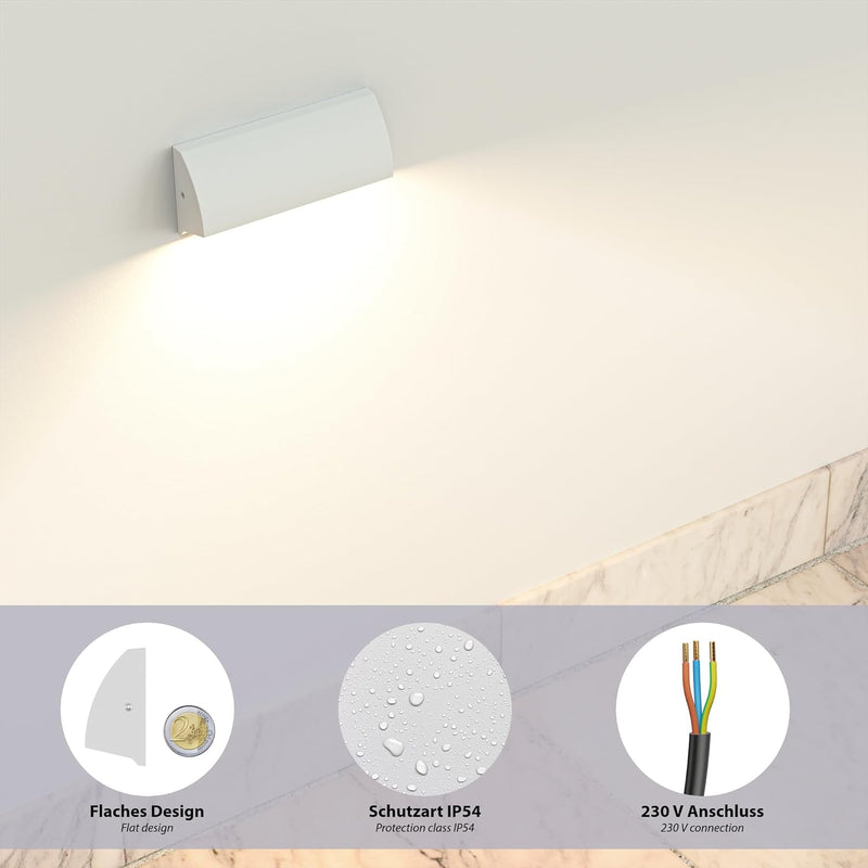 ledscom.de LED Wand-Lampe/Treppenlicht SEGIN für aussen, IP54, flach, Downlight matt, eckig, 3,8 W,