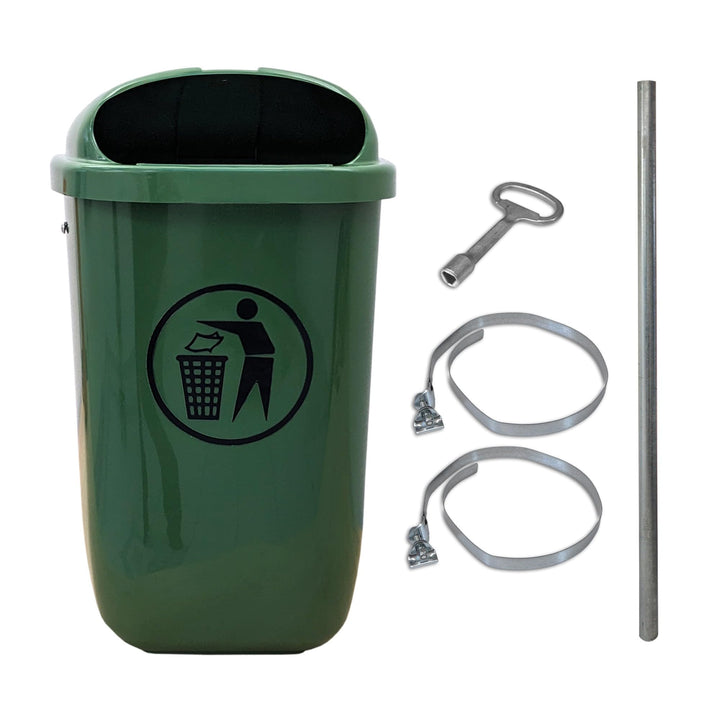 SULO Original Set Abfallbehälter Papierkorb mit Regenhaube | Made in Germany | 50 Liter | Grün | Mit