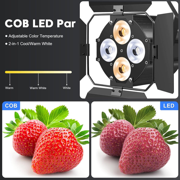 ZonQoonz 120W COB Par Licht, LED Par Strahler 2 in 1 kalt/Warmweiss Lichteffekte mit Verdunkelungspa