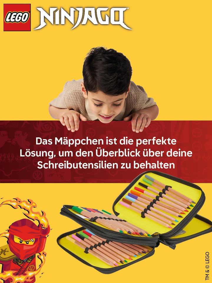 SKANDO BAGS LEGO® NINJAGO® Federmäppchen Junge gefüllt Spinjitzu Master – 3-Fach Federmappe mit 3 Fä