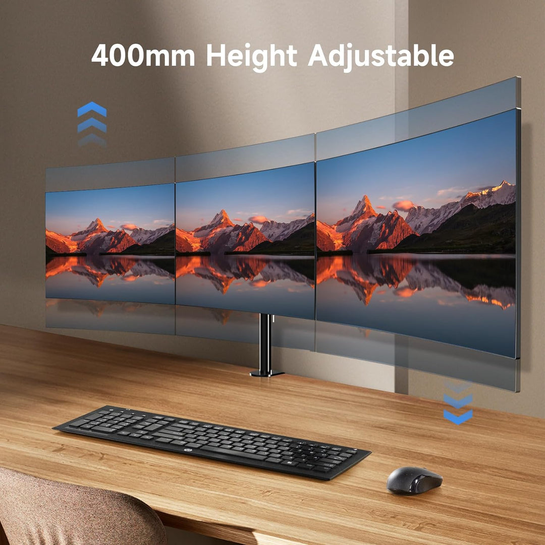 suptek Triple Monitorhalterung für 3 Bildschirme, Dreifach Monitor Tischhalterung Verstellbarer 3 Fa