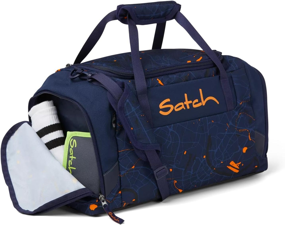 Satch Sporttasche Nassfach Schuhfach Reissverschlussfach Schultergurt Tragegriffe gepolstert Duffle