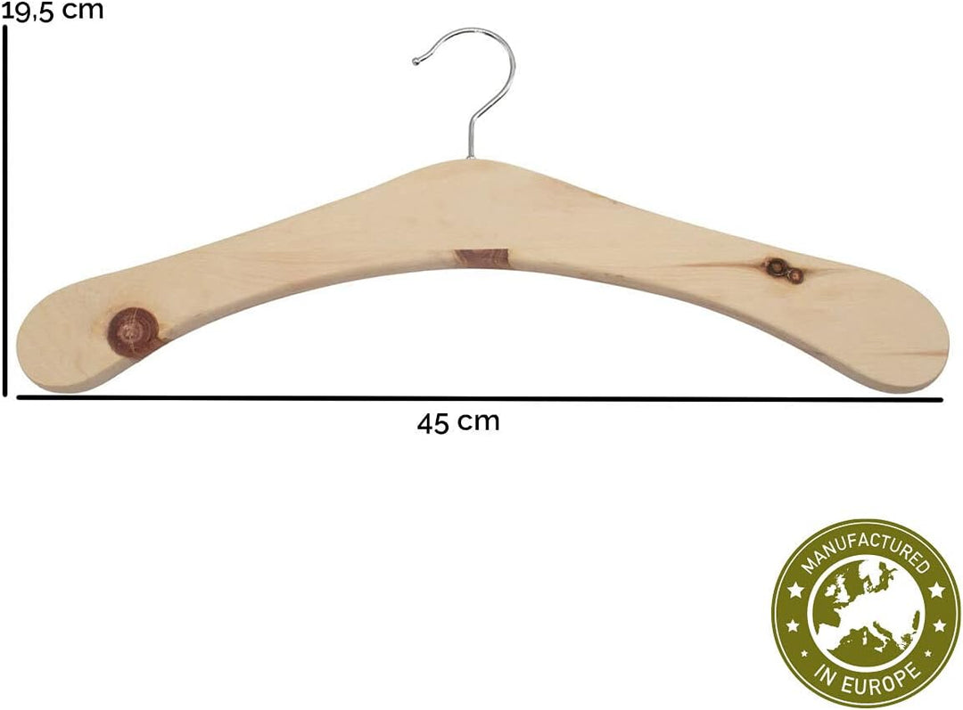 Kleiderbügel - Holzbügel aus massivem Zirbenholz - mit 360° drehbarem Haken - echte Handarbeit - Kle
