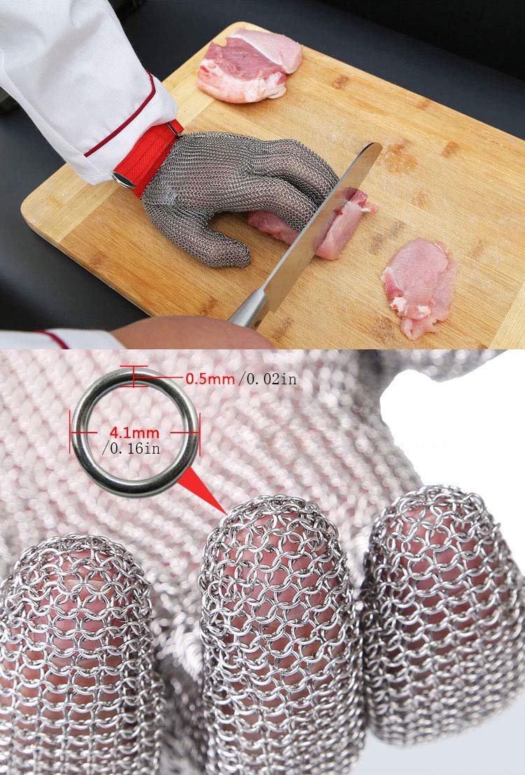 ThreeH Schnittschutzhandschuhe 304L Edelstahlgewebe Küchenmetzger arbeitet schneiden Schutzhandschuh