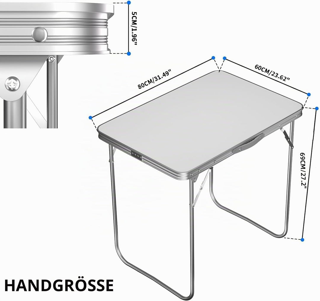 Aluminium-Klapptisch, Campingtisch, tragbarer Klapptisch mit Griff, Picknicktisch, verstellbar, leic