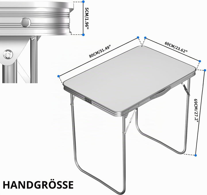 Aluminium-Klapptisch, Campingtisch, tragbarer Klapptisch mit Griff, Picknicktisch, verstellbar, leic
