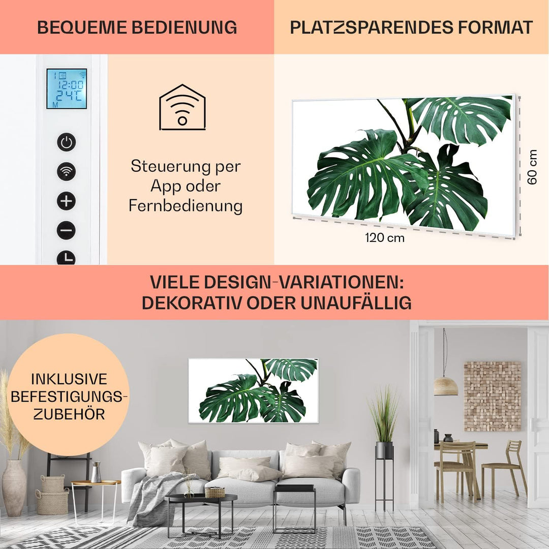 Klarstein Air Art Smart Infrarotheizung, Infrarot Heizung mit IoT/WiFi App-Steuerung, Erkennung Offe