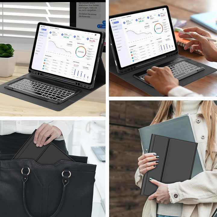 Tastatur für Samsung Galaxy Tab S11 Ultra 14,6 Zoll Beleuchtung, Schwarz | Magnetisch Abnehmbarer Ta