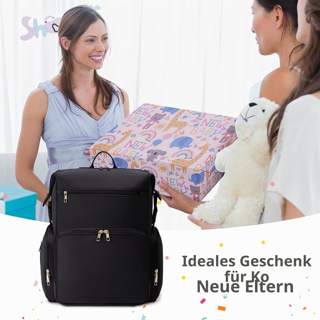 CEI-CEI Neopren Wickelrucksack Grosse Wickeltasche für Neugeborene, wasserdichter Reise-Rucksack für