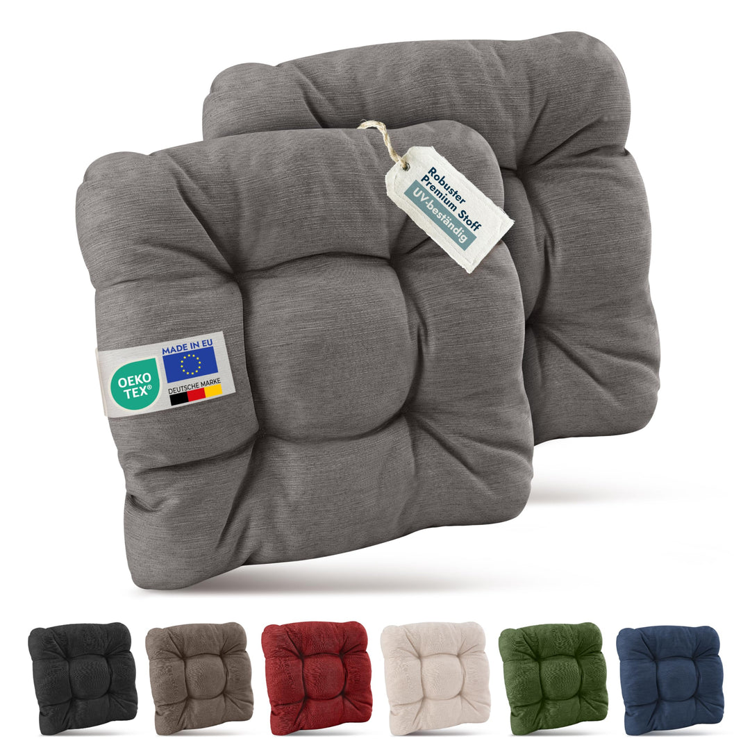 Beautissu 2er Set Premium Stuhlkissen 40x40 cm Hellgrau – UV-beständig & Robust Sitzkissen Outdoor 8