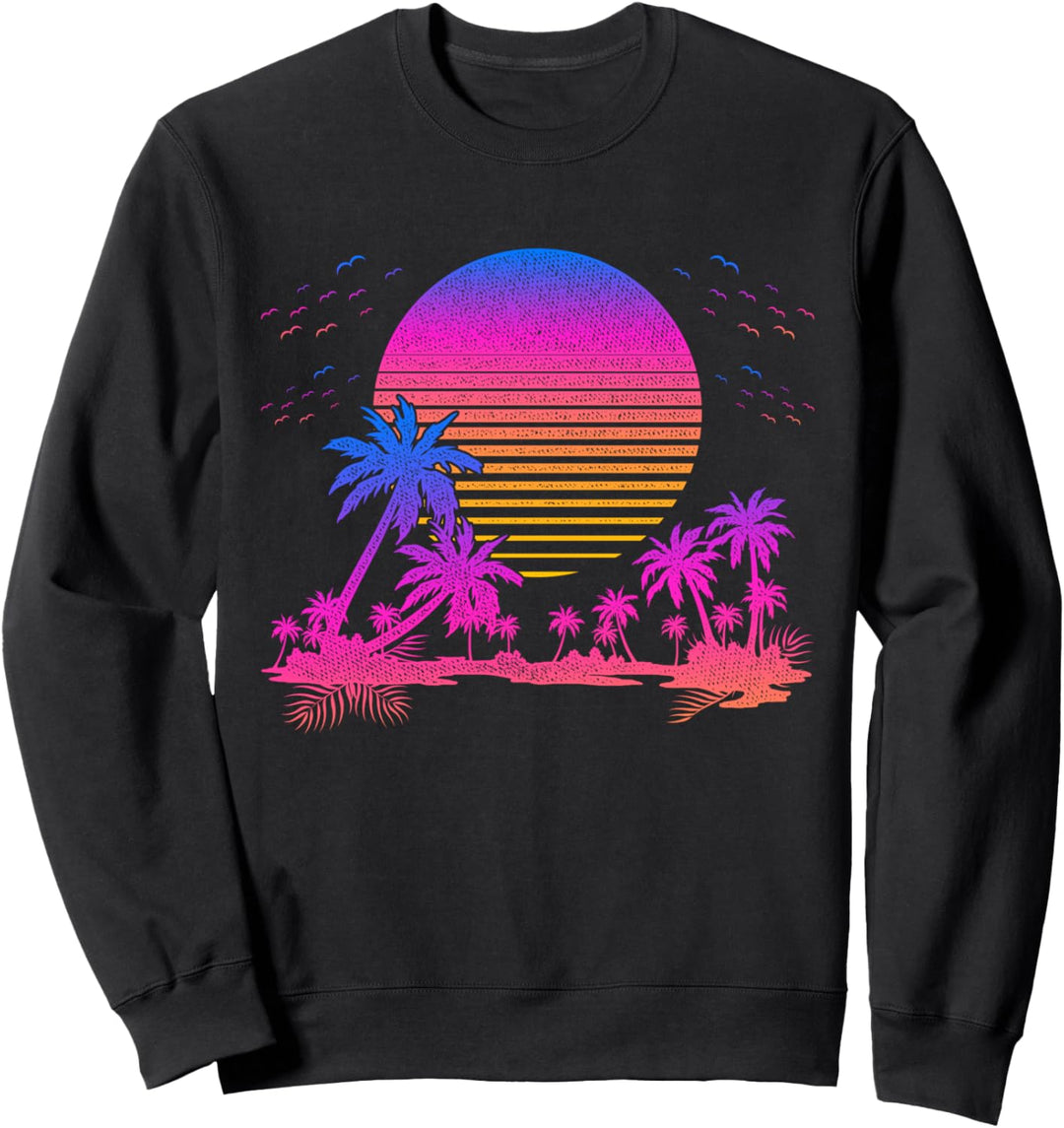 Sonnenuntergang Palmen 90er Kunst Aesthetic Vaporwave Sweatshirt