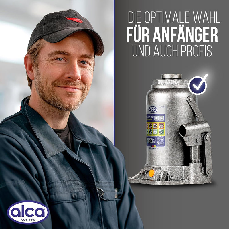 alca® Wagenheber Unterstellheber hydraulischer 20t Stempel-Wagenheber für LKW/PKW Hubhöhe 24,4-44,9c