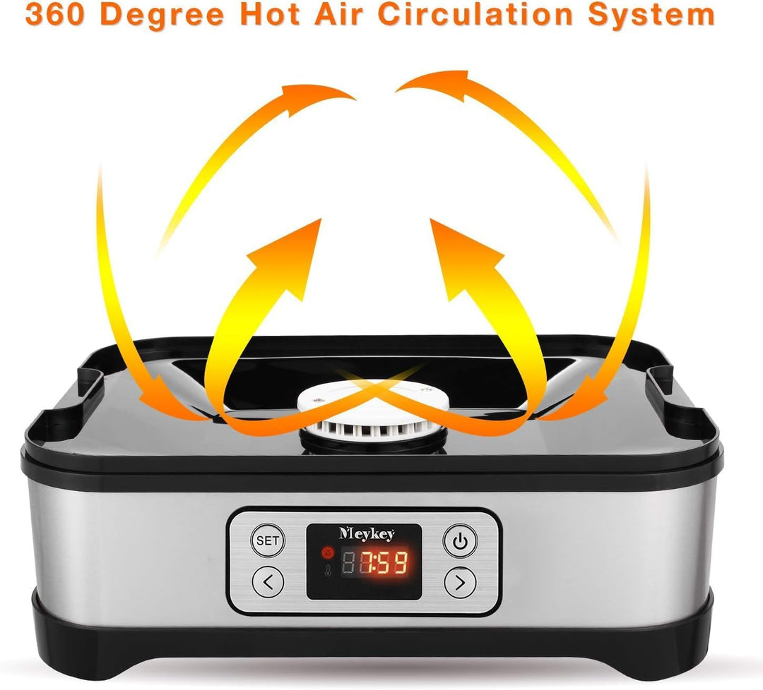 Dörrautomat 400W， Dörrgerät mit LCD Display 8 Etagen Obsttrockner， Gemüsetrockner BPA-frei， Temperat