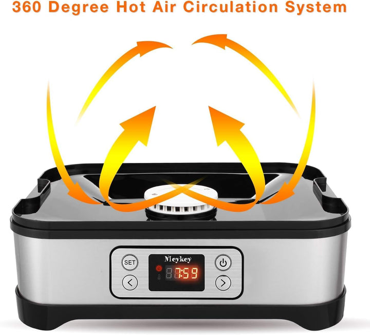 Dörrautomat 400W， Dörrgerät mit LCD Display 8 Etagen Obsttrockner， Gemüsetrockner BPA-frei， Temperat