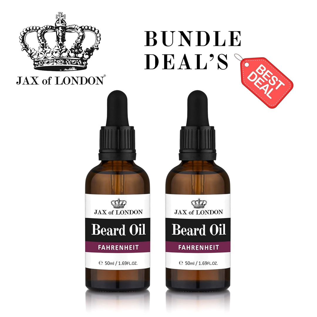 Jax of London Fahrenheit Bartöl für Männer 50ml, Bartpflegeöl, Bartwachstumsöl für Männer, Besteht a