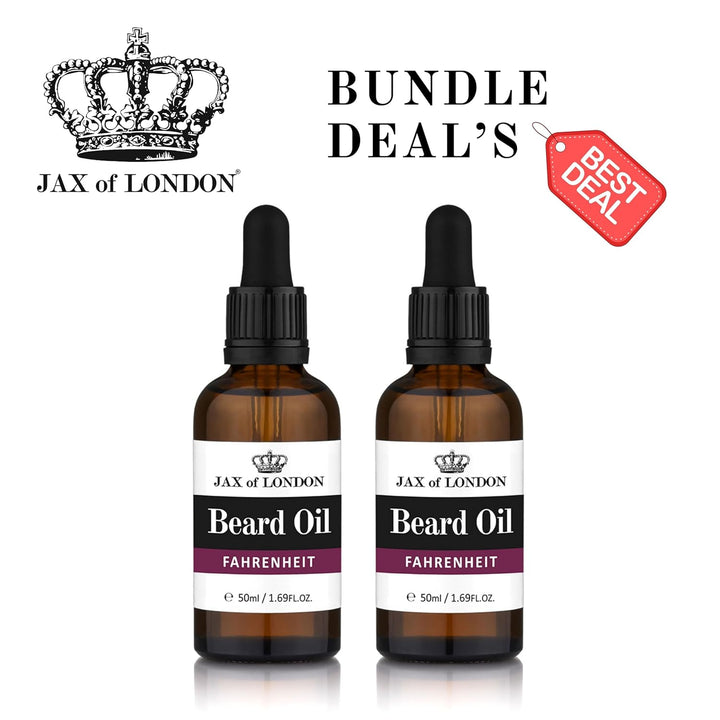 Jax of London Fahrenheit Bartöl für Männer 50ml, Bartpflegeöl, Bartwachstumsöl für Männer, Besteht a