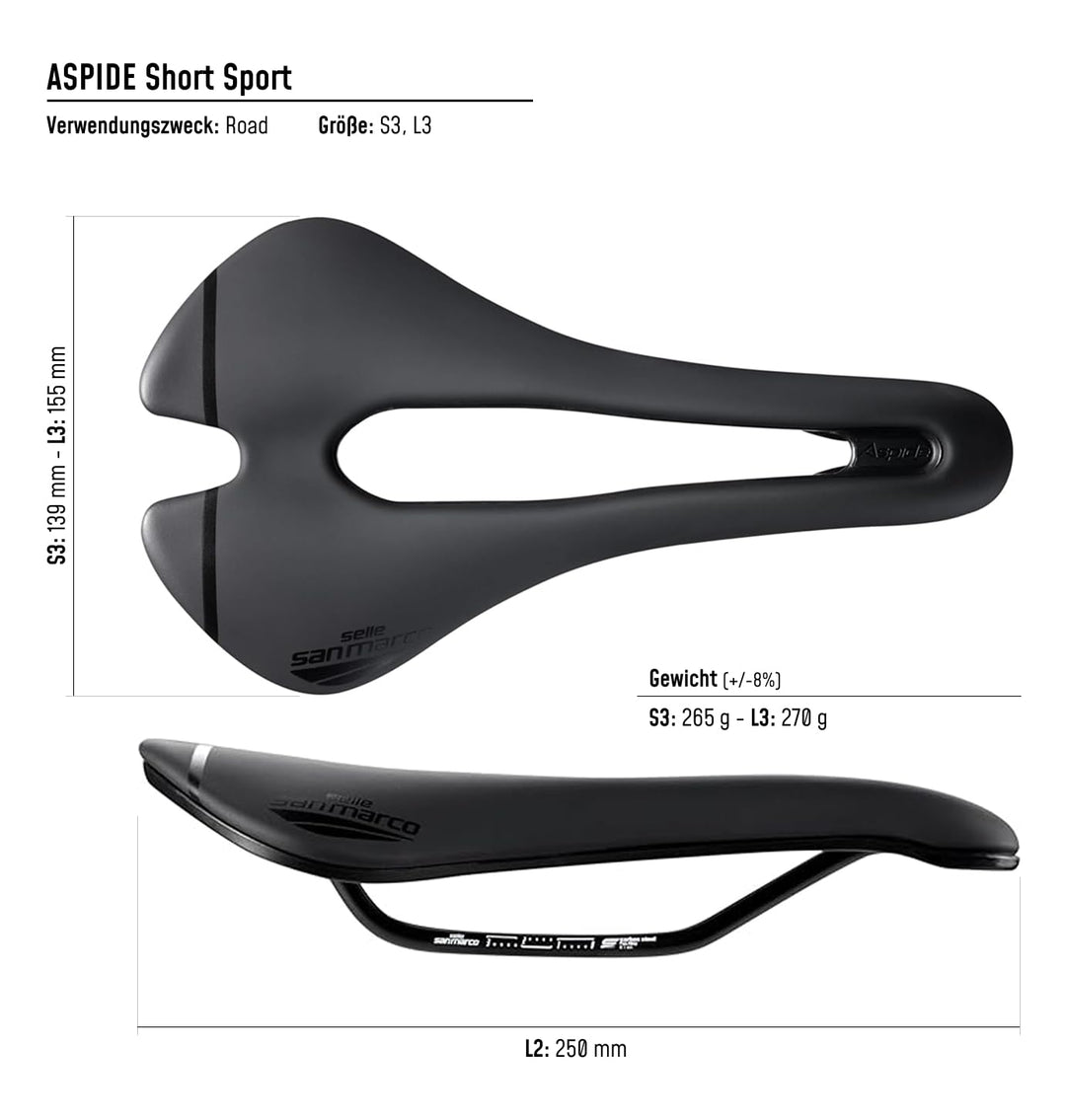 Selle San Marco Herren Aspide Sattel L Schwarz, L Schwarz