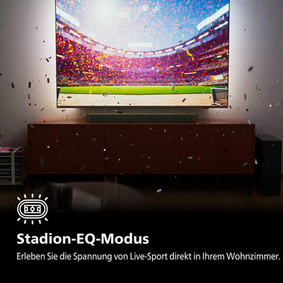 Philips TAB8507/10 Soundbar 3.1 Kabelloser Subwoofer, Dolby Atmos, Cinematiischer Sound, HDMI eARC,