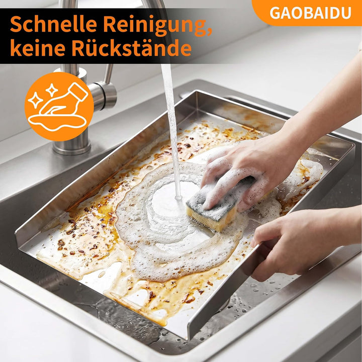 Edelstahl-Grillplatte – Dick &amp; Rostfrei, inkl. 2 Grillspachteln &amp; 5 Spiessen – Für die meisten Gas-