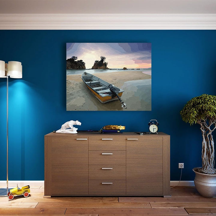Artnapi Malen nach Zahlen Erwachsene mit Rahmen | DIY Handgemalt | Stille am Strand| Kit für Anfänge