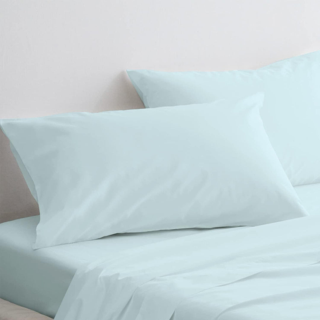 Pizuna Luxuriöser Soft-Satin 2er Pack Kissenbezug 40 x 80 cm Baby blau, 800 Fadenzahl Baumwolle Quad