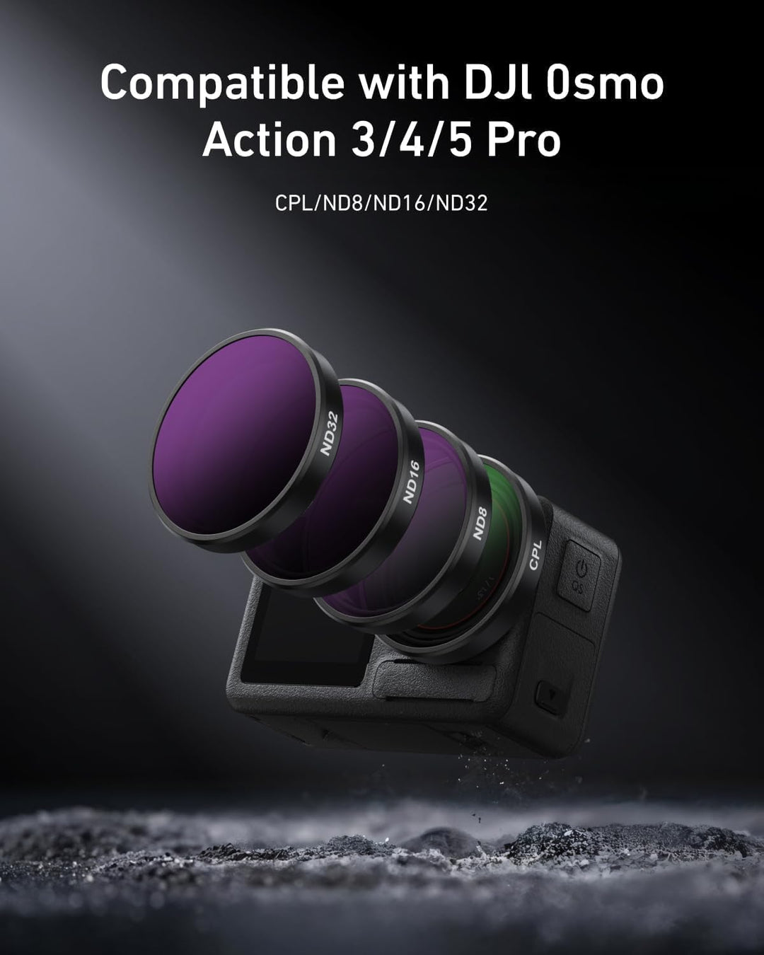 TELESIN Kamera Lens Filter Set für DJI Osmo Action 4 Action 3, 4er-Pack CPL ND32 ND16 ND8 Polarisier
