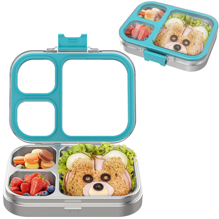 VITONIS Edelstahl Brotdose Lunchbox mit 3 Fächern, Bento Lunch Box Kinder Auslaufsicher BPA frei, Sp
