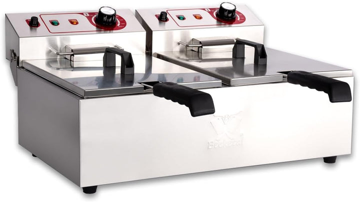 Beeketal 'BTF20a' Doppel Kaltzonen Fritteuse (2 x 9 Liter Volumen für max. 2 x 5 Liter Öl) Edelstahl
