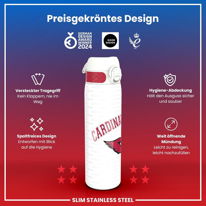NFL Edelstahl-Trinkflasche, Auslaufsicher, Einhandöffnung, Sichere Verriegelung, Spülmaschinenfest,